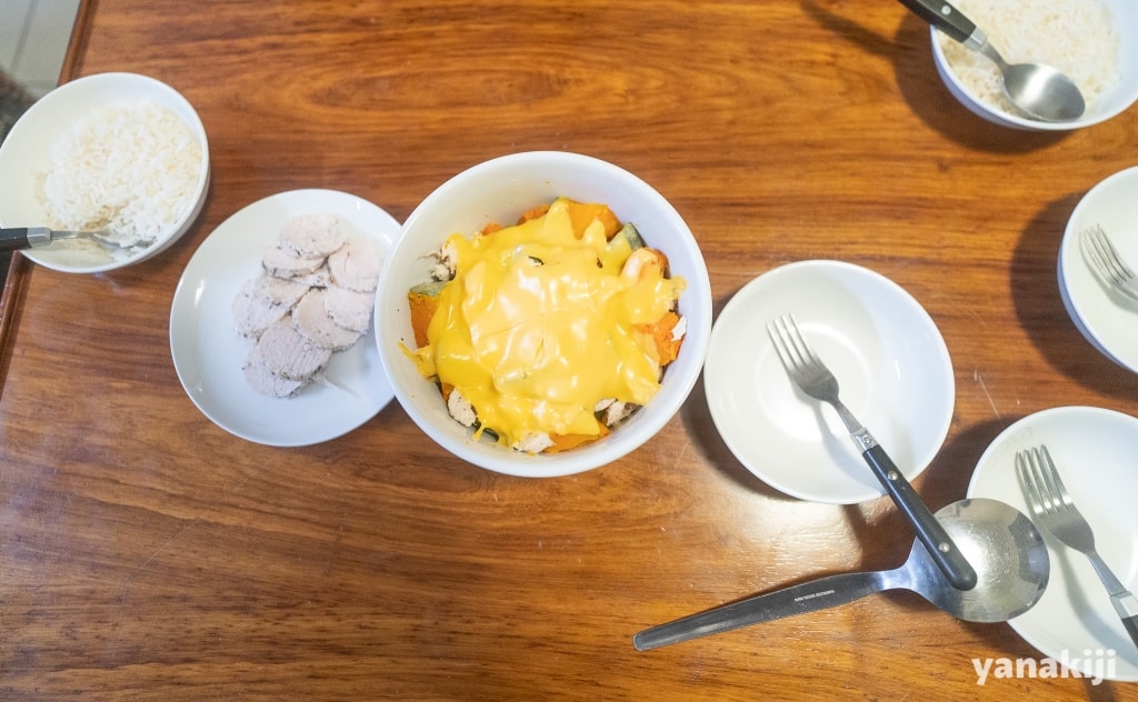 ロッジでの夕飯