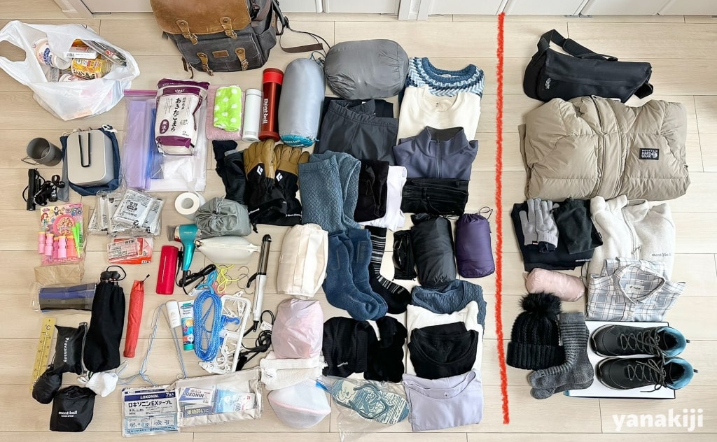極寒カナダ旅の荷物一覧