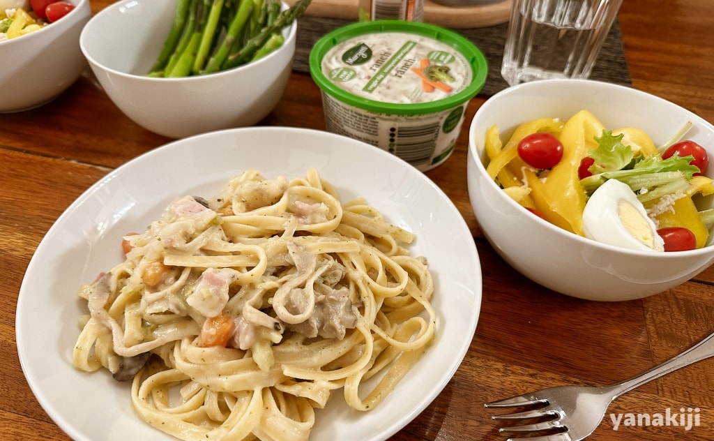 夜ご飯のクリームパスタ