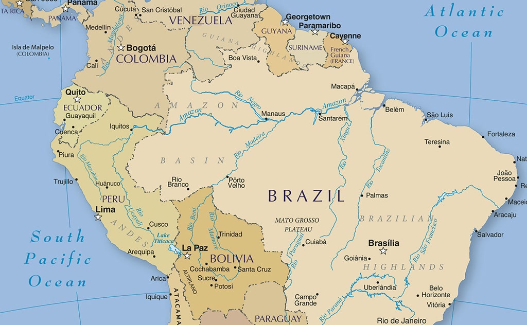 南米の地図