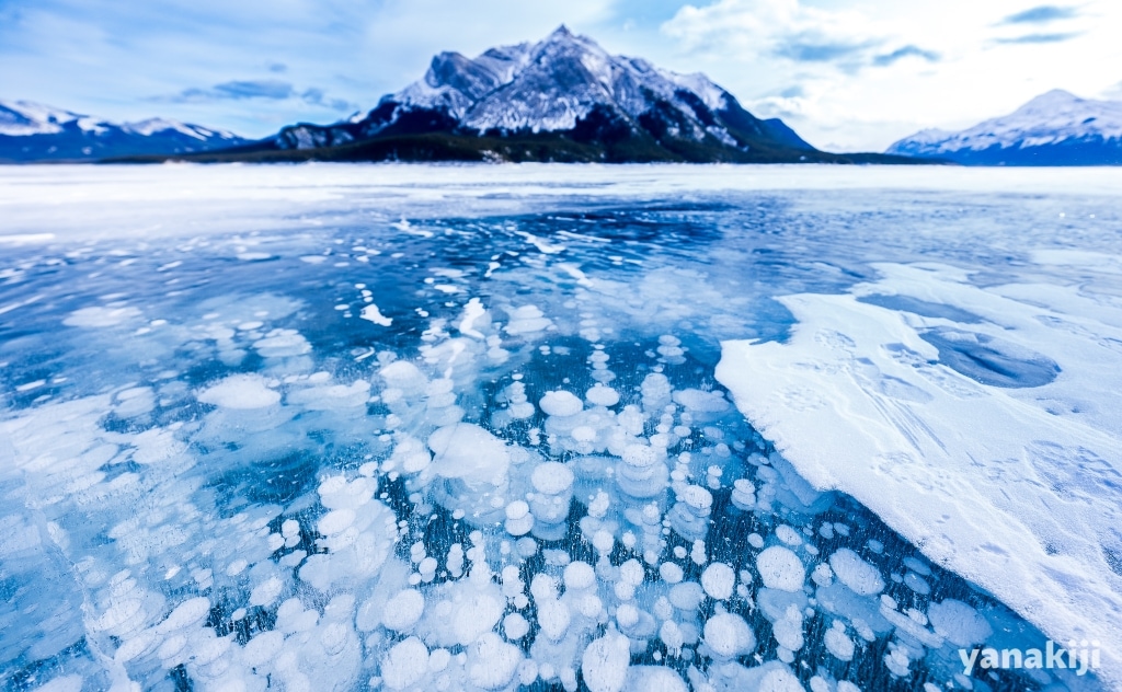 【アイスバブル】凍った湖に水玉模様！アブラハム湖で極寒の神秘現象を撮影