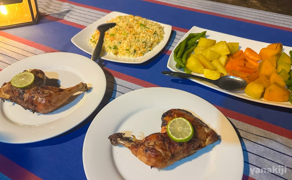 ロッジで食べた夕食