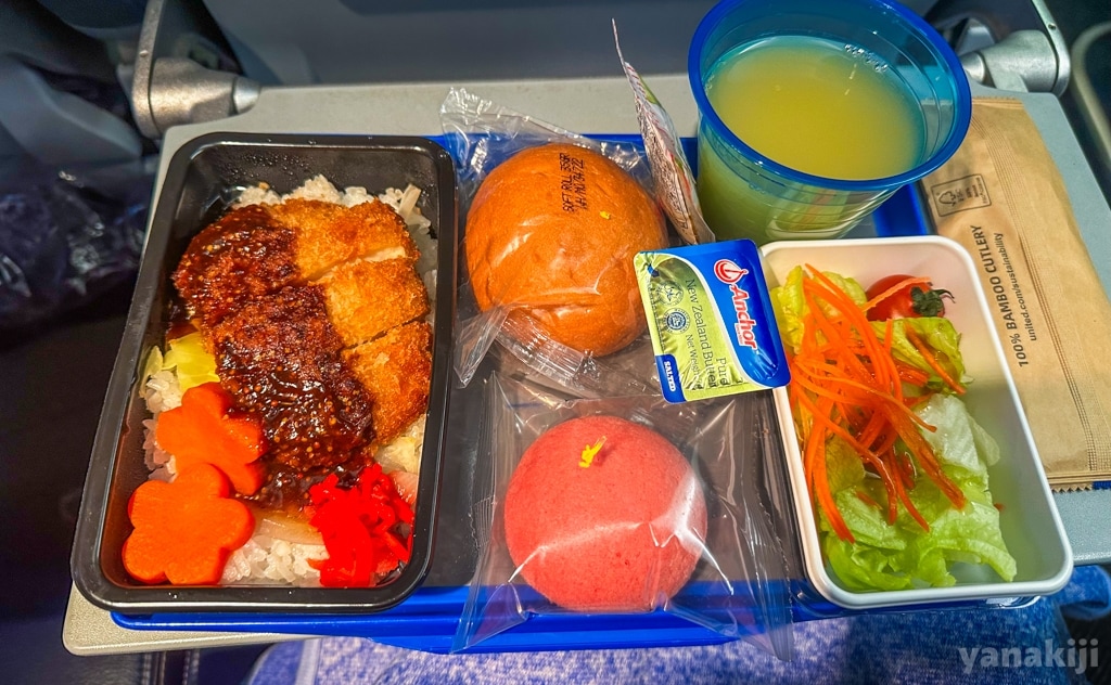 機内食は1回(とんかつバージョン)